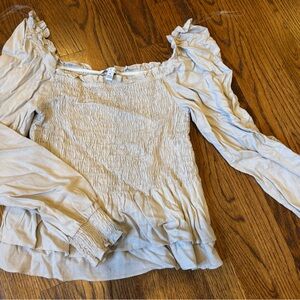 Cream Long Sleeve Blouse - Linen